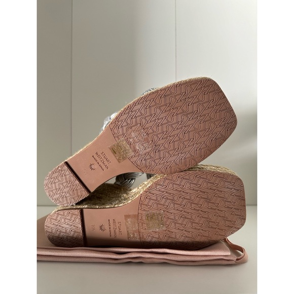 STUART WEITZMAN BRAIDA ESPADRILLE SLIDE SANDALS LIQUID METALLIC SILVER NIB 7.5 - Picture 6 of 11